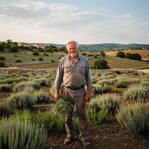 Raznobojni sušeni biljni čajevi u vrećicama, s pozadinom prekrasne hrvatske prirode.